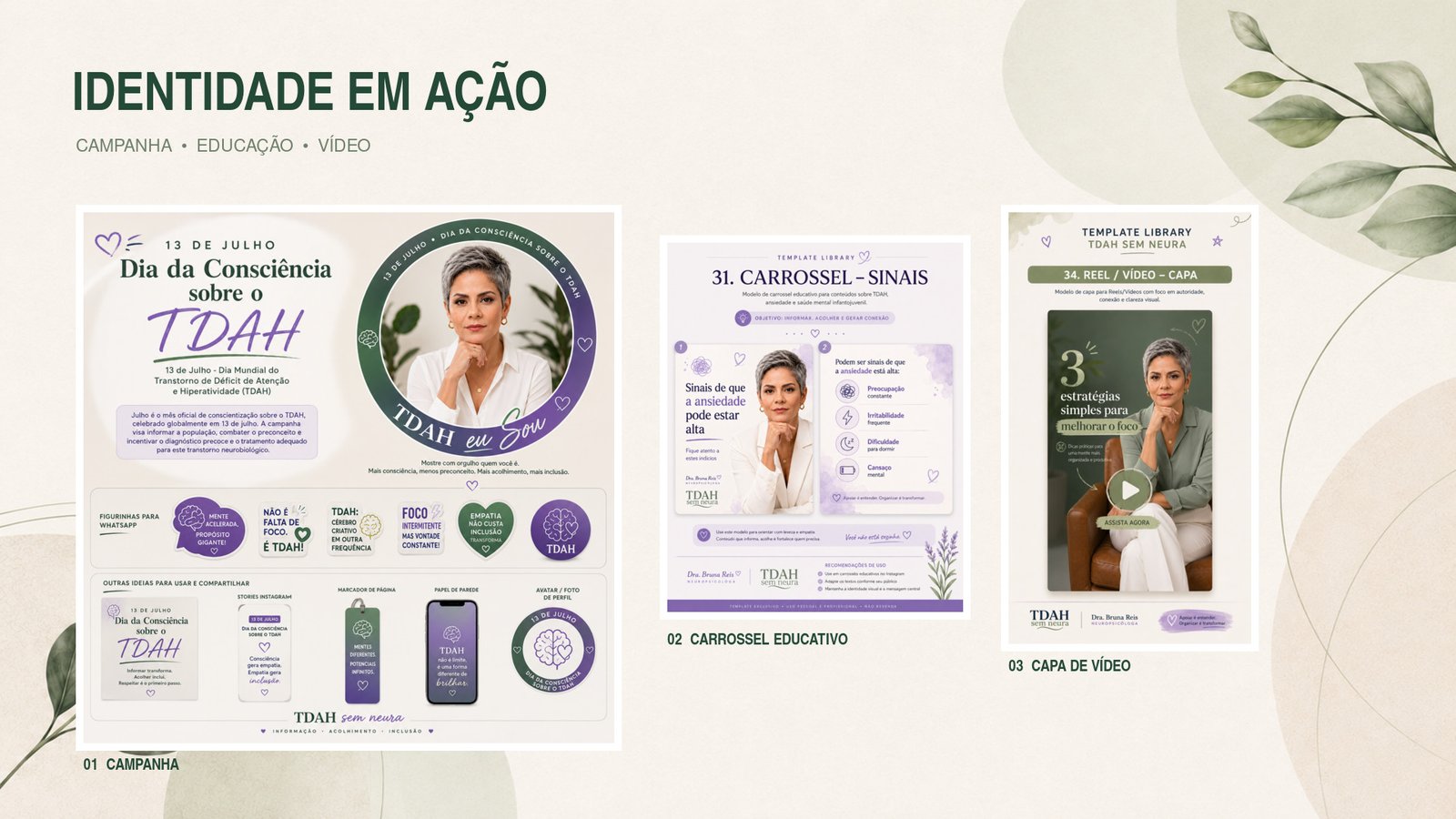 Aplicações da identidade da Dra. Bruna Reis e TDAH Sem Neura