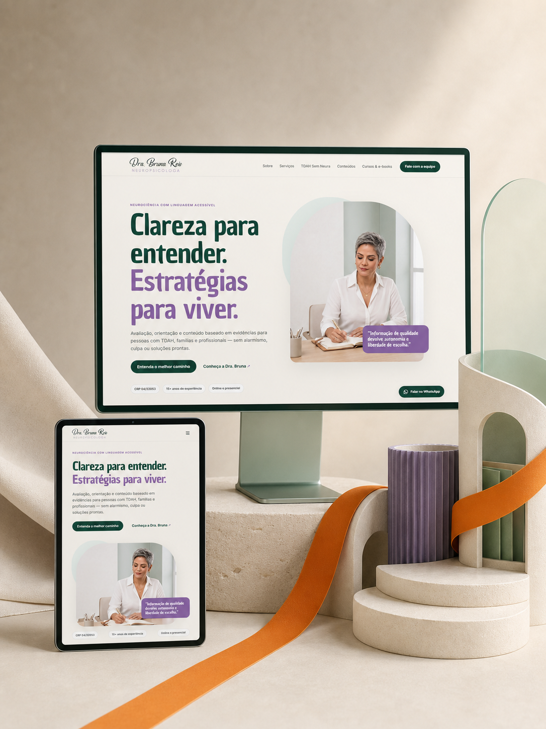 Experiência digital da Dra. Bruna Reis aplicada em dispositivos